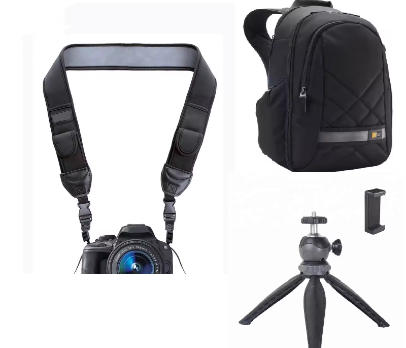 Bundle of Camera Strap, Mini Tripod with Ball Head & Camera Backpack